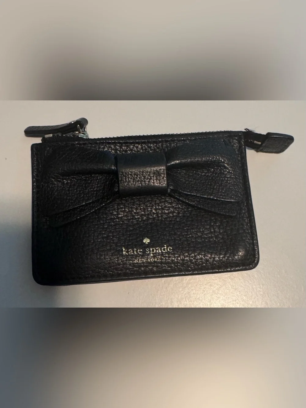 kate spade Black Leather Bow Card Holder Wallet